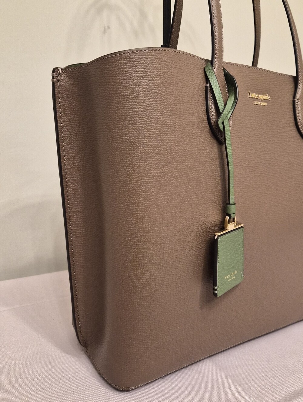 Kate Spade New York All Day Large Leather Tote | Taupe & Sage Green - Picture 3 of 12